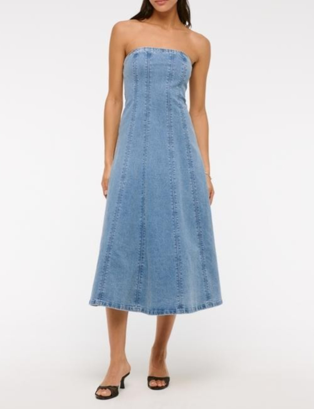 Abercrombie & Fitch A&F Mila Strapless Denim Midi Dress Medium Wash M NWT